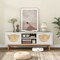 White Natural TV Stand with Bamboo Drawer Fronts Mid-Century Modern 47.5 Inch